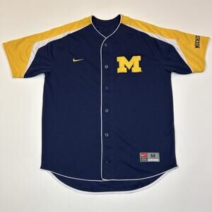 Nike Michigan Wolverines Baseball Jersey Mens Medium College Button Up Jersey